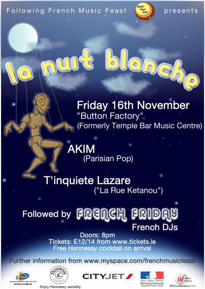 La Nuit Blanche at the Button Factory on Friday 16 November